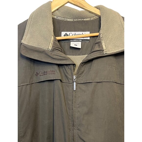 Columbia Men's L Dk Gray Insulated Jacket With Fleece Lining Logo Zip Pockets - Picture 4 of 16